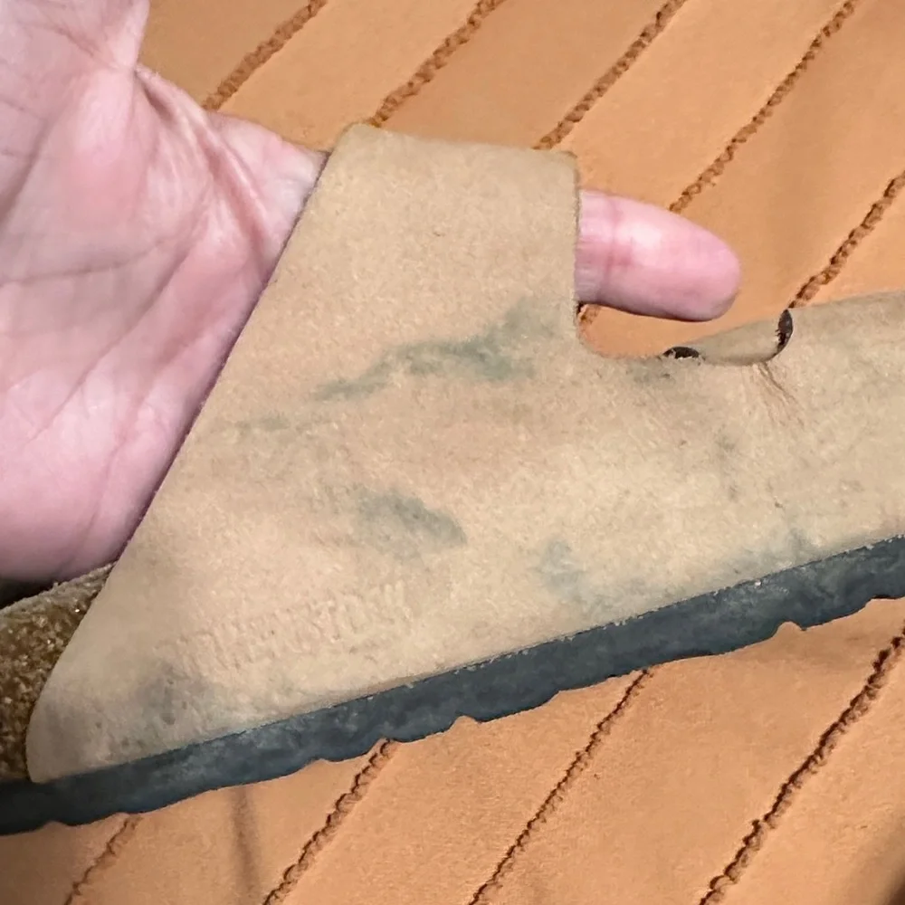 Birkenstock Sandals with Tan Suede and Gold Buckles - Picture 3 of 6